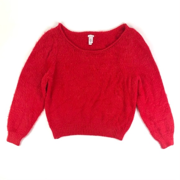 Victoria’s Secret Red Fuzzy Slouchy Sweater - Picture 4 of 9